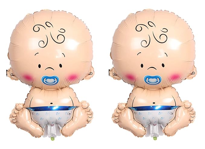 22 Inch Baby Boy Face Shape Theme foil balloon Blue (Pack of 2) for Baby Shower Decoration