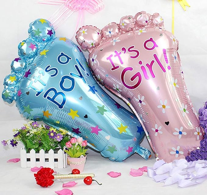 24 Inch Its A Boy/Girl Feet Foot Shape Theme foil balloon (Pack of 2) for Baby Shower Decoration