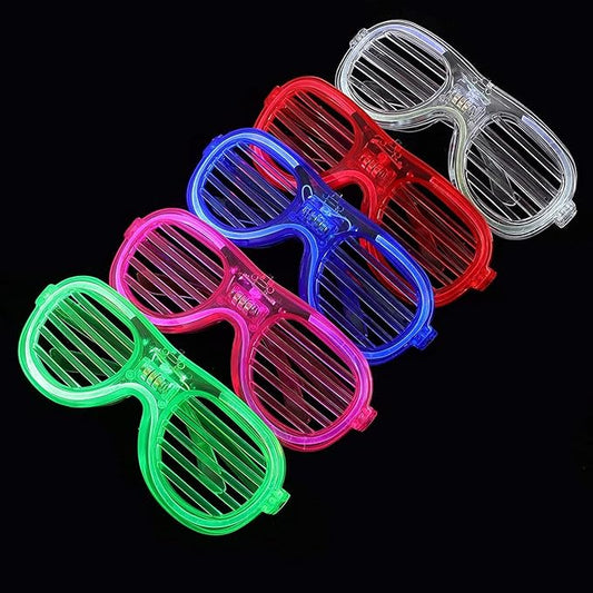 Beeban 5 Pc Light up Shutter led neon Rave Glasses Party Eyeglass dj Flashing Sunglasses for Neon & Bachlore Party Glow in Dark Christmas Party Sunglasses