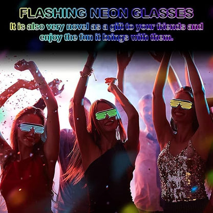 Light up Shutter led neon Rave Glasses Party Eyeglass el Wire dj Flashing Sunglasses for Bachlore, Pool & Neon Party Glow in Dark (1 pc Assorted Colours)