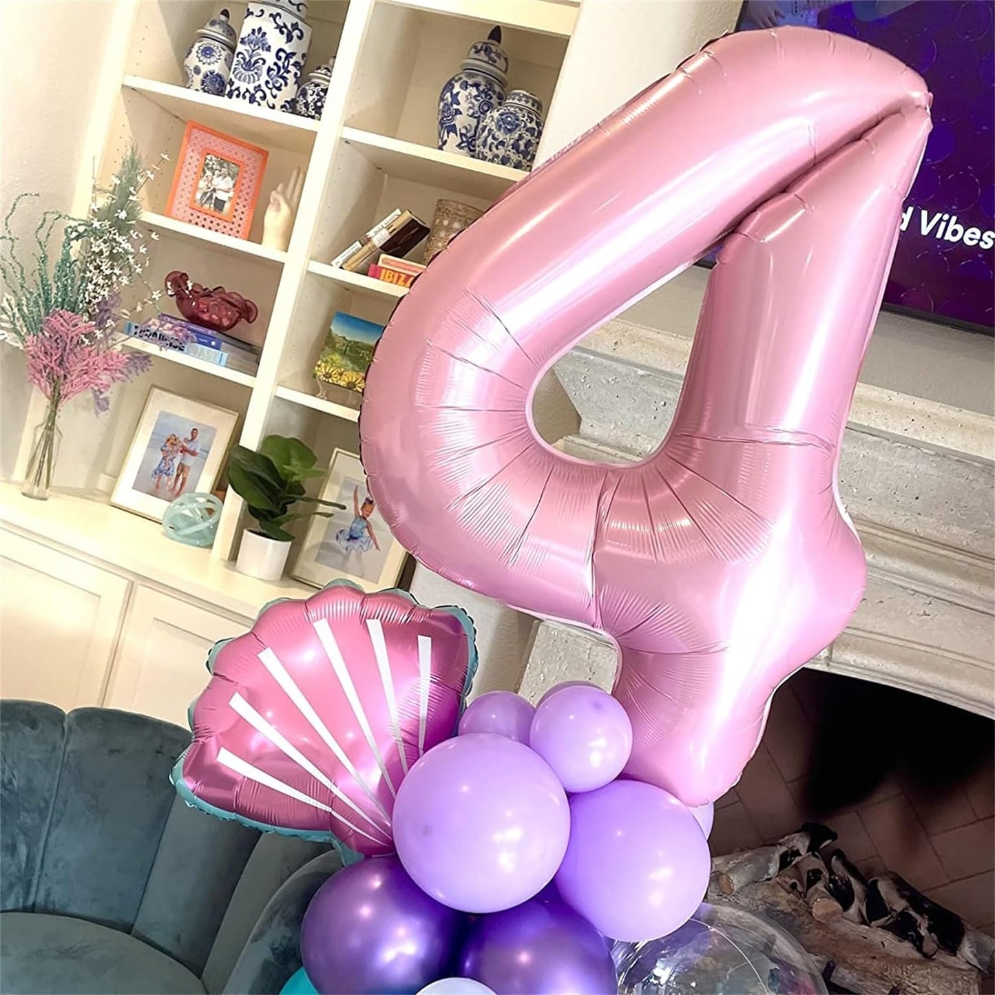 32 Inch Pastel Pink Number Foil balloon