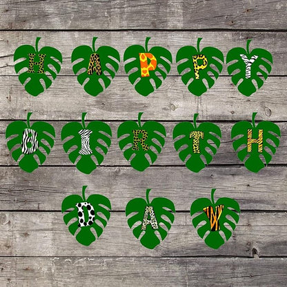 Jungle/Animal Theme Happy Birthday Banner Set For Birthday, Baby Shower Party Decoration