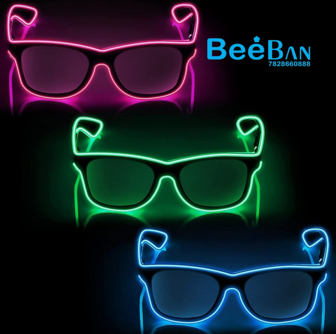 Light up Shutter led neon Rave Glasses Party Eyeglass el Wire dj Flashing Sunglasses for Neon & Bachlore Party Glow in Dark (1 pc Assorted Colours)