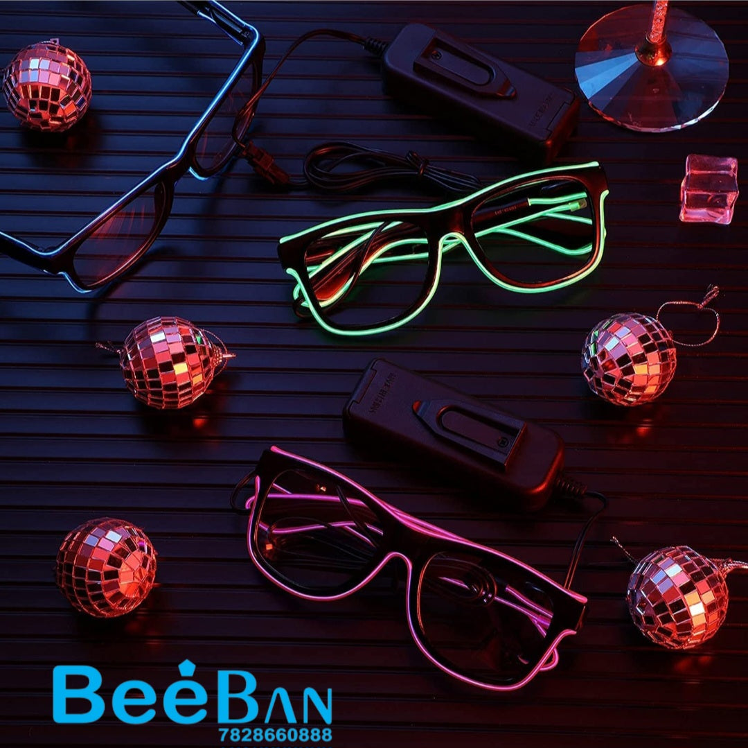 Light up Shutter led neon Rave Glasses Party Eyeglass el Wire dj Flashing Sunglasses for Neon & Bachlore Party Glow in Dark (1 pc Assorted Colours)